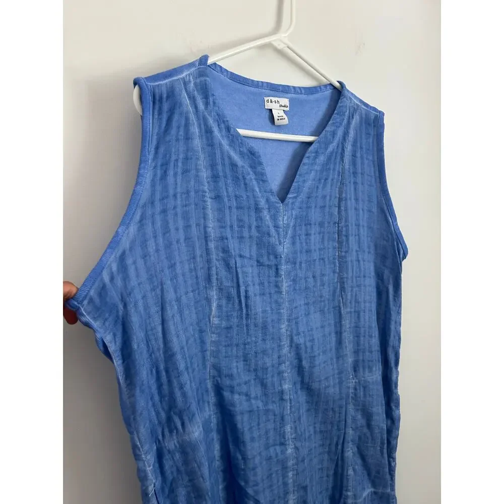 Dash Studio Blue Sleeveless V‑Neck Dress Women’s Large – Casual Summer Style - Picture 5 of 8